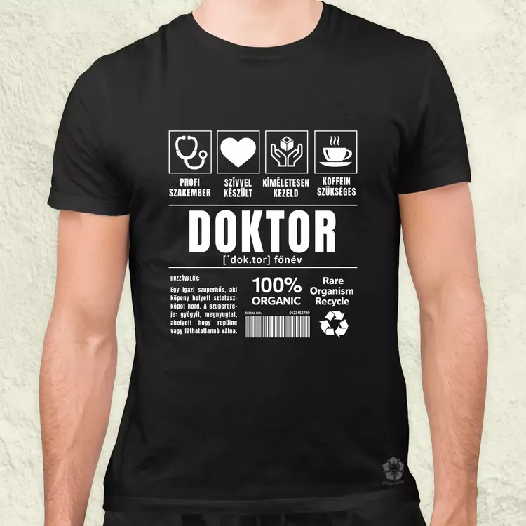 Doktor összetevői fehér férfi póló