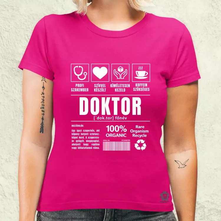 Doktor összetevői fehér női póló