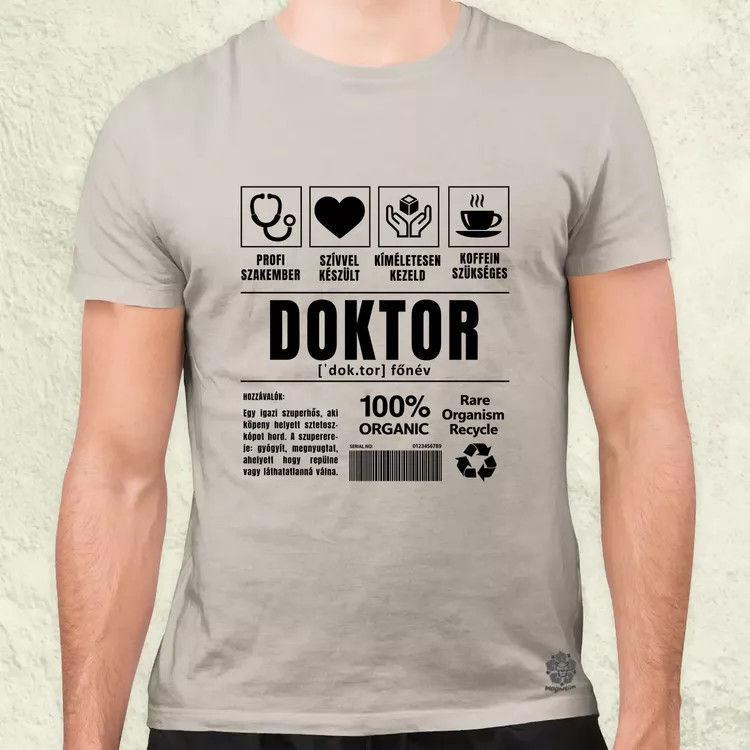 Doktor összetevői fekete férfi póló