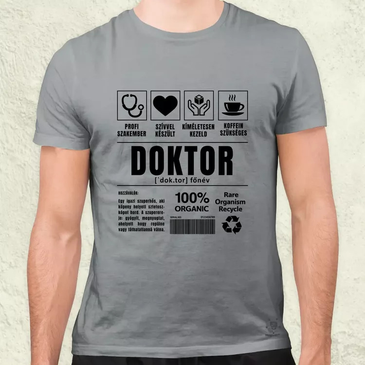 Doktor összetevői fekete férfi póló