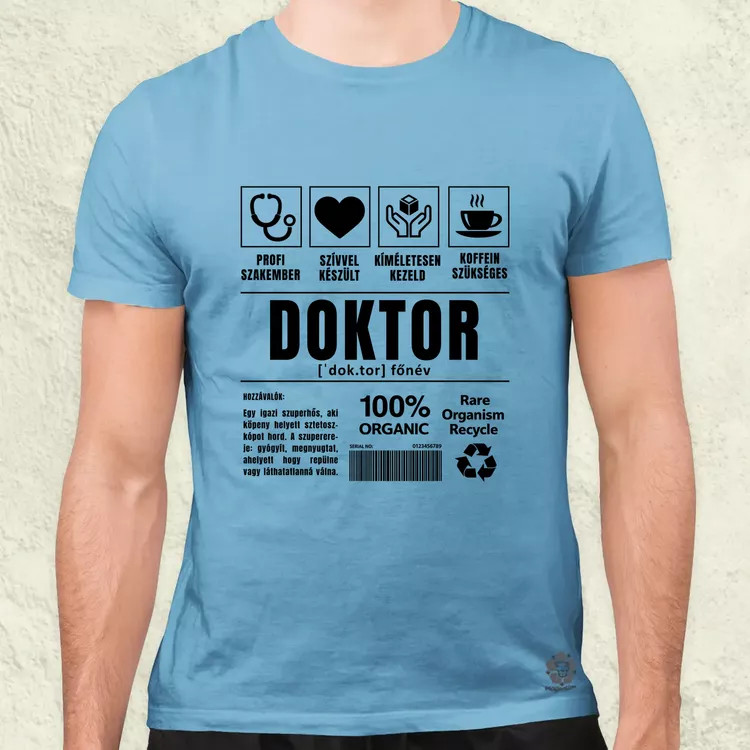 Doktor összetevői fekete férfi póló