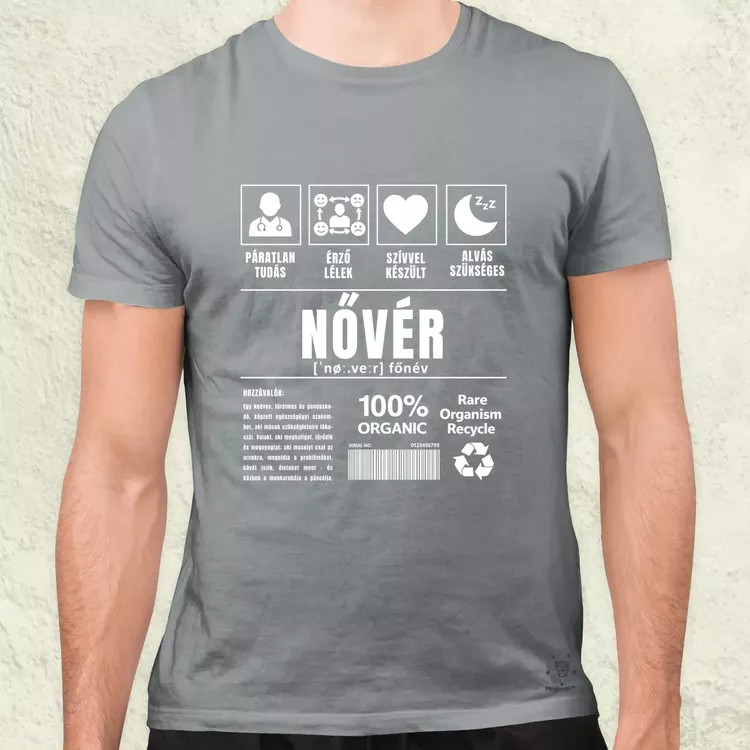 Nővér összetevői fehér férfi póló