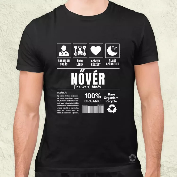 Nővér összetevői fehér férfi póló