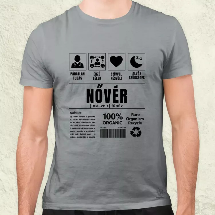Nővér összetevői fekete férfi póló