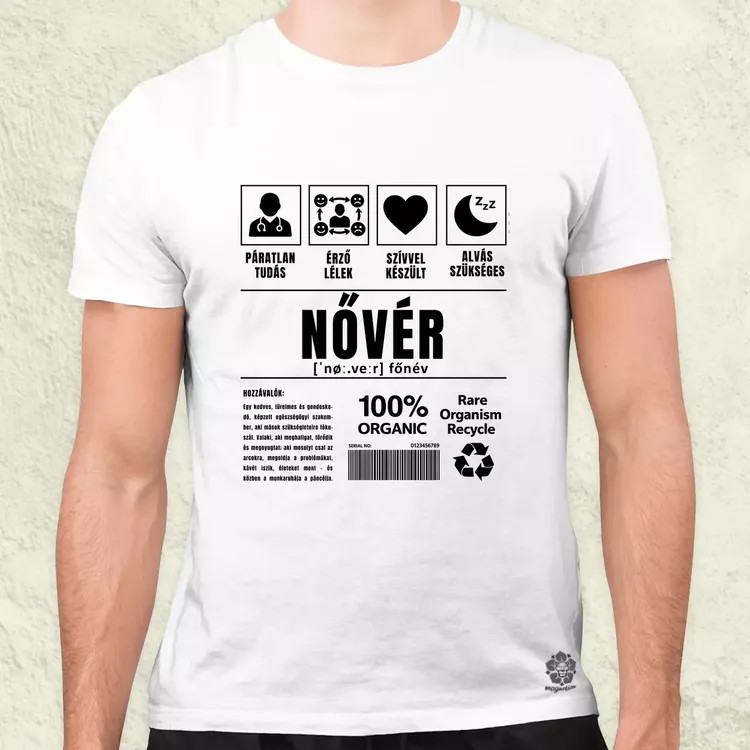 Nővér összetevői fekete férfi póló