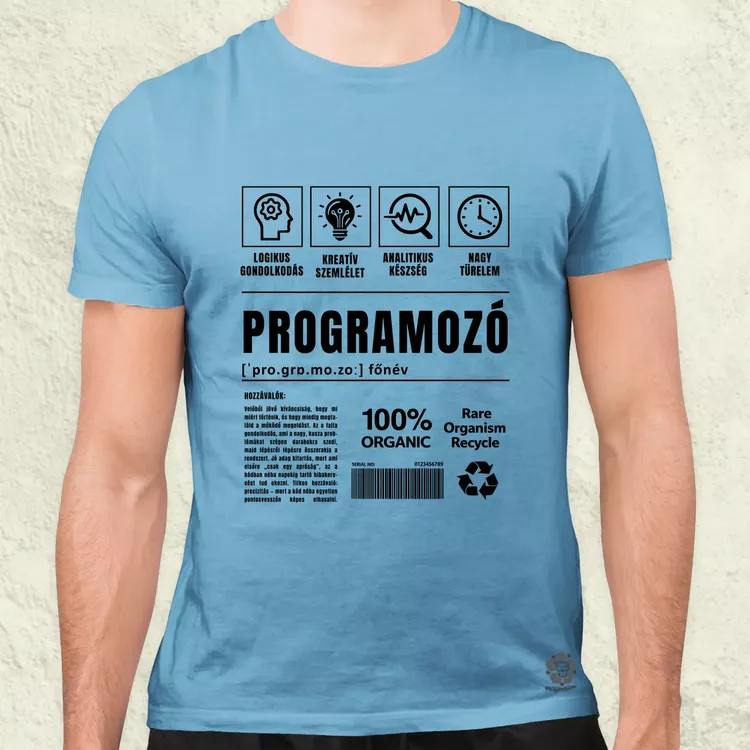 Programozó összetevői fekete férfi póló
