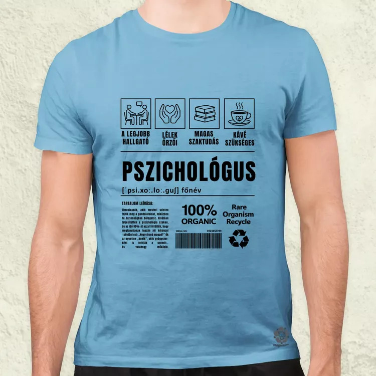 Pszichológus összetevői fekete férfi póló
