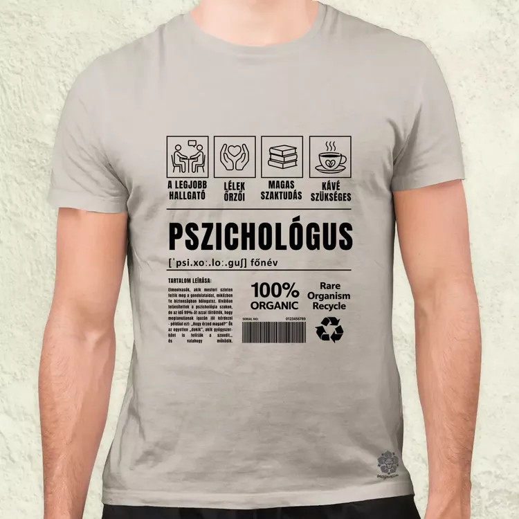 Pszichológus összetevői fekete férfi póló