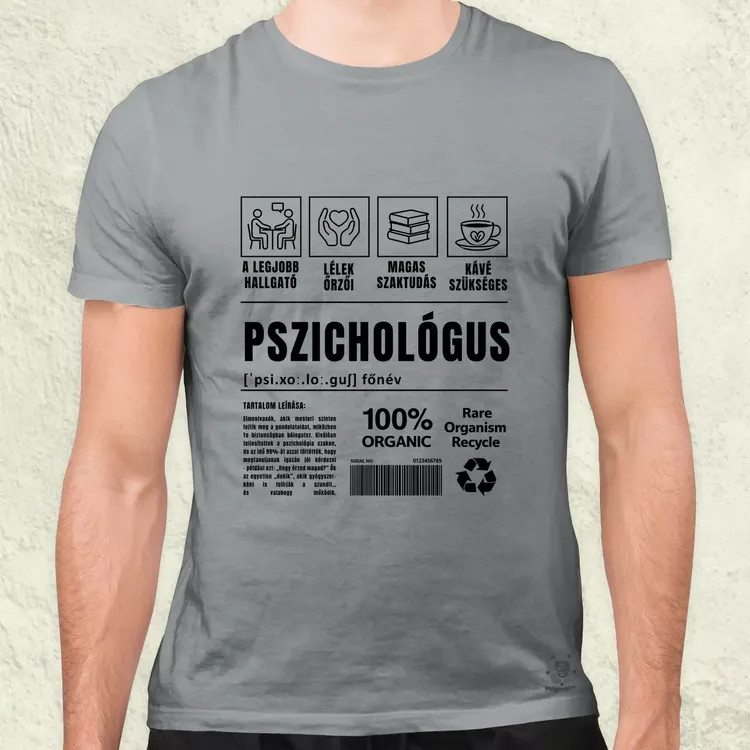 Pszichológus összetevői fekete férfi póló