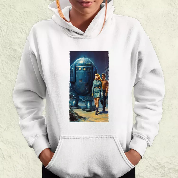 1950-es évek retró futurisztikus sci-fi poszter v2 női pulóver