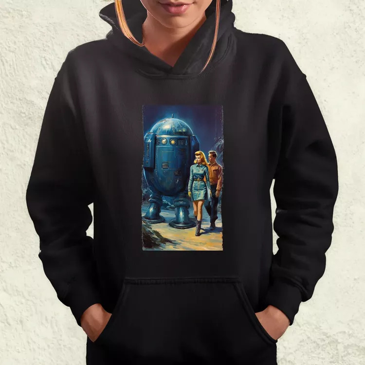 1950-es évek retró futurisztikus sci-fi poszter v2 női pulóver