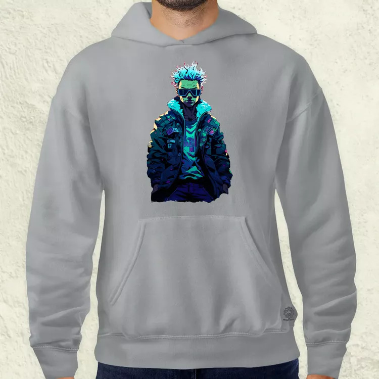 Pixelart cyberpunk hacker v1 férfi pulóver