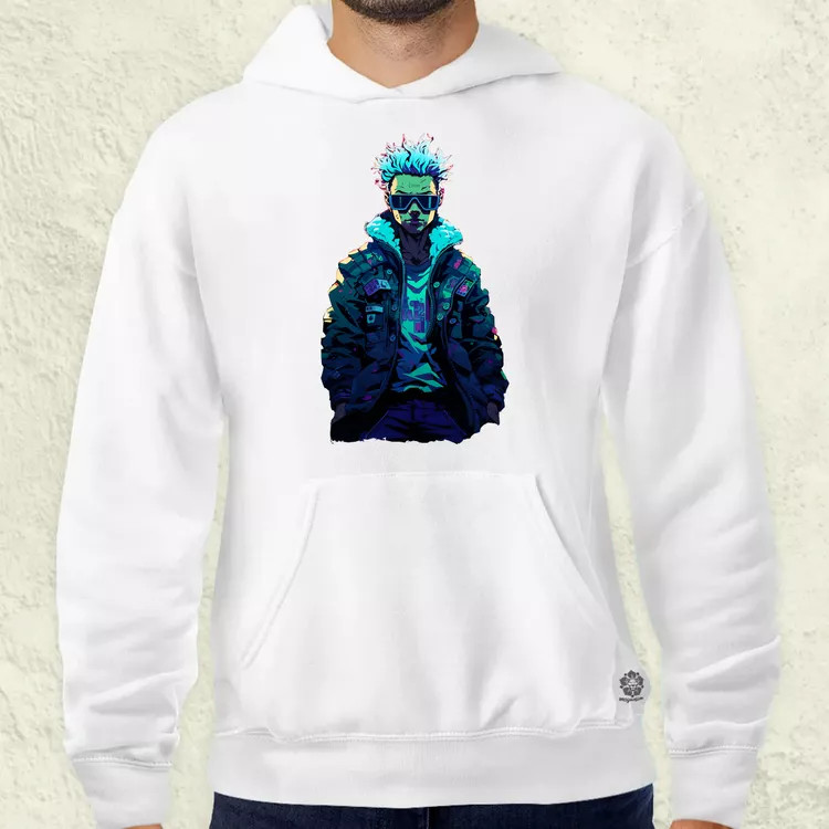 Pixelart cyberpunk hacker v1 férfi pulóver