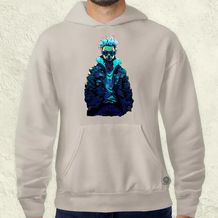 Pixelart cyberpunk hacker v1 férfi pulóver