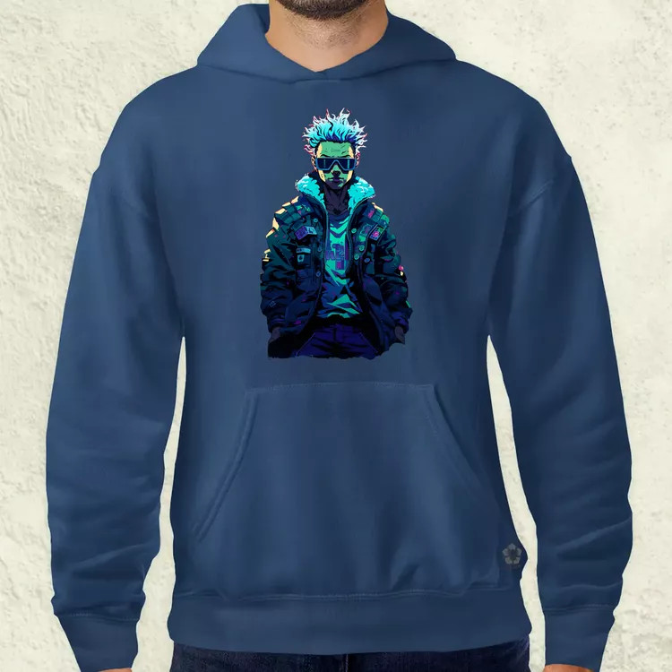 Pixelart cyberpunk hacker v1 férfi pulóver