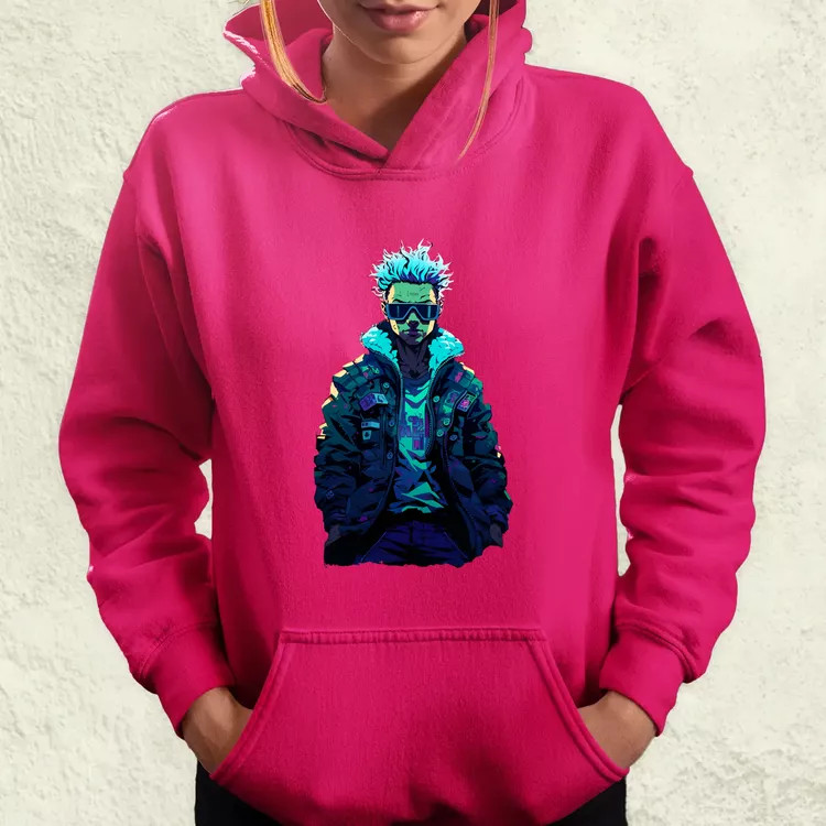 Pixelart cyberpunk hacker v1 női pulóver