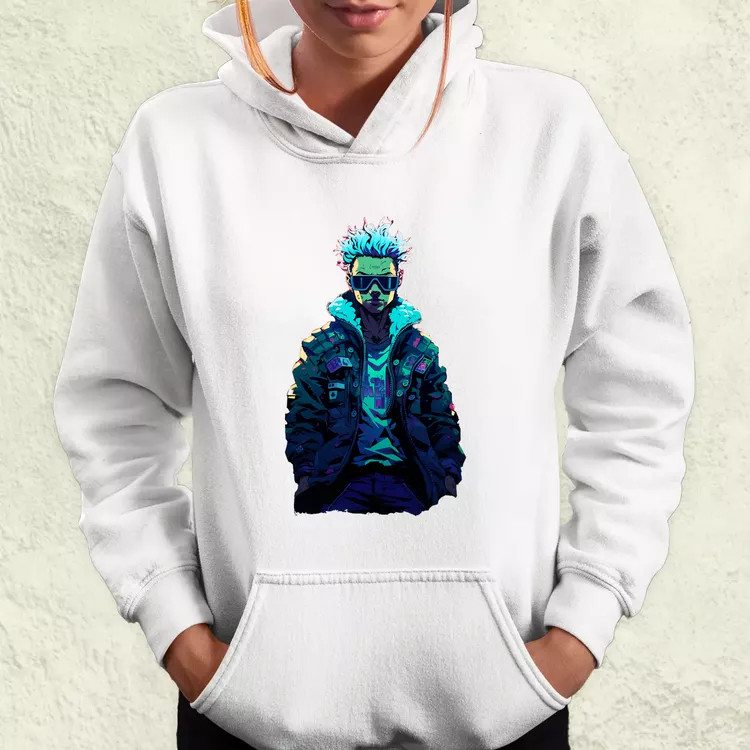 Pixelart cyberpunk hacker v1 női pulóver