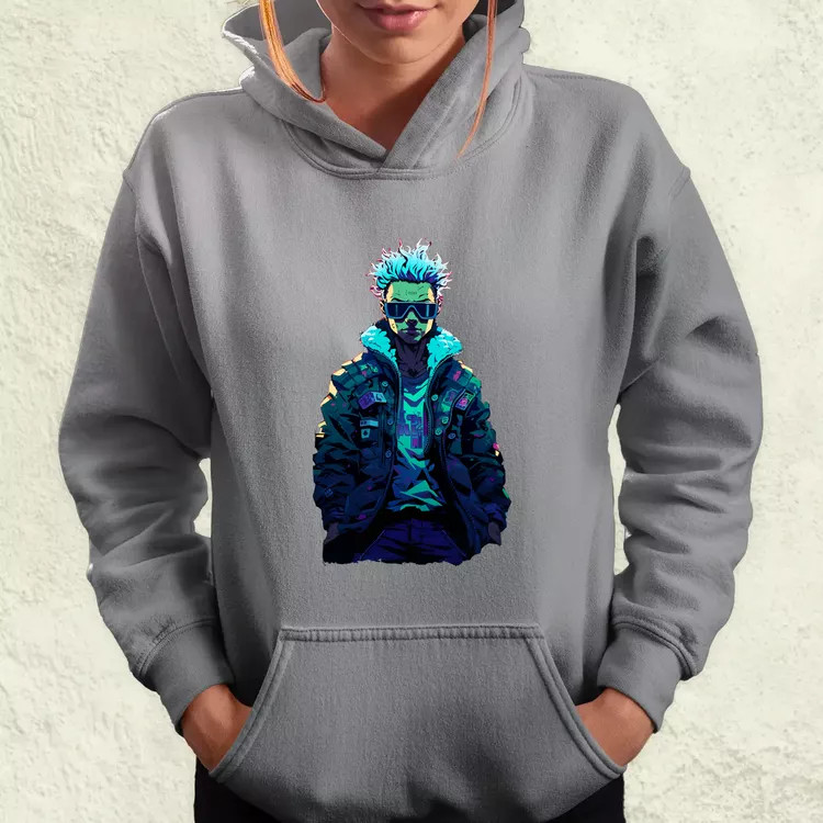 Pixelart cyberpunk hacker v1 női pulóver