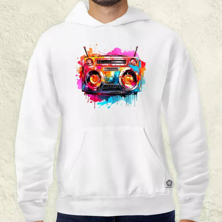 Retró boombox v2 férfi pulóver