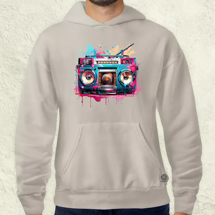 Retró boombox v4 férfi pulóver