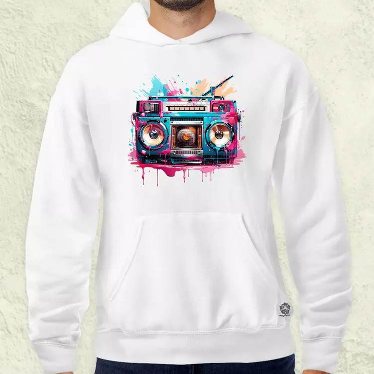 Retró boombox v4 férfi pulóver