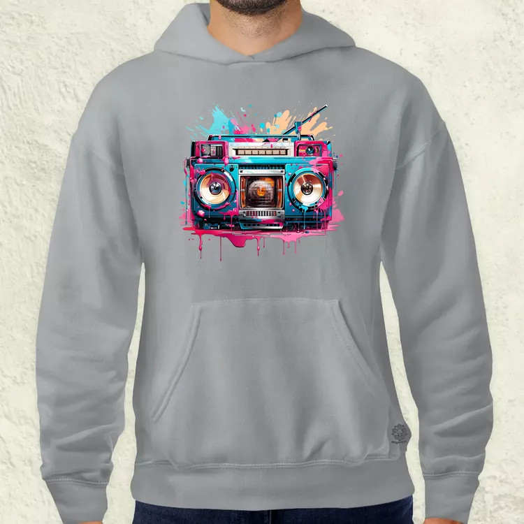 Retró boombox v4 férfi pulóver