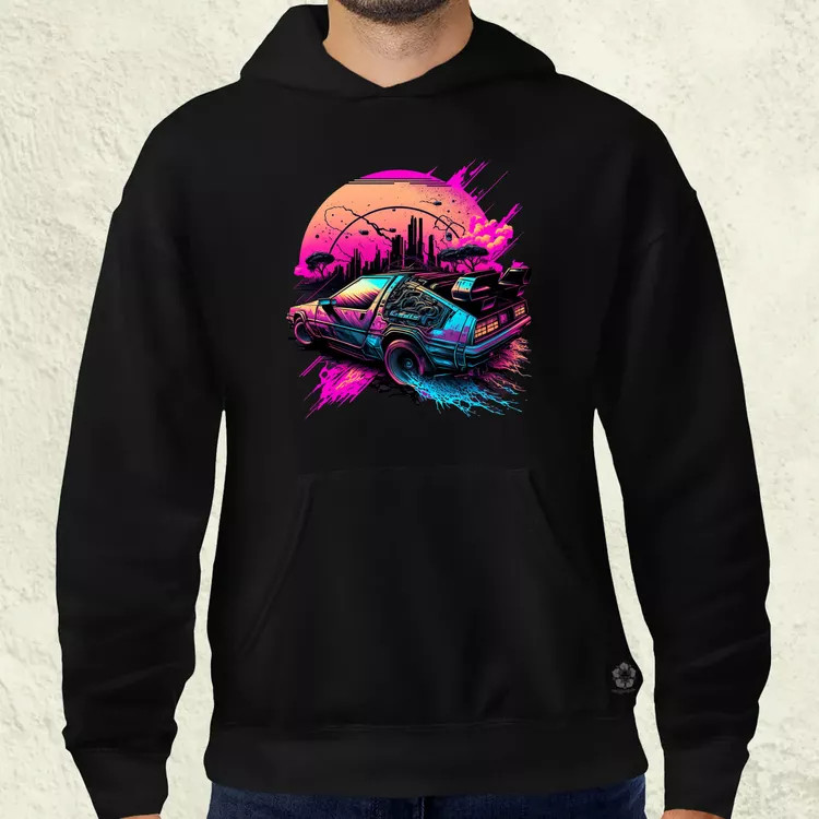 Retró hullám DeLorean DMC v2 férfi pulóver