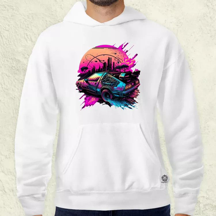 Retró hullám DeLorean DMC v2 férfi pulóver