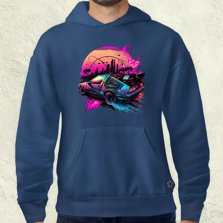 Retró hullám DeLorean DMC v2 férfi pulóver