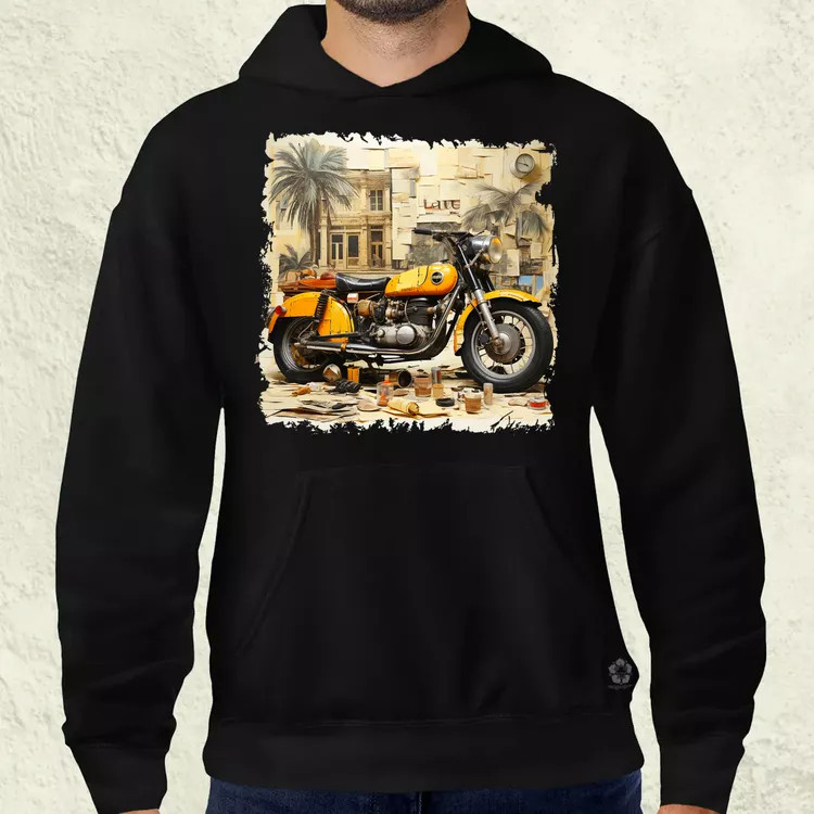 Vintage kollázs motor férfi pulóver