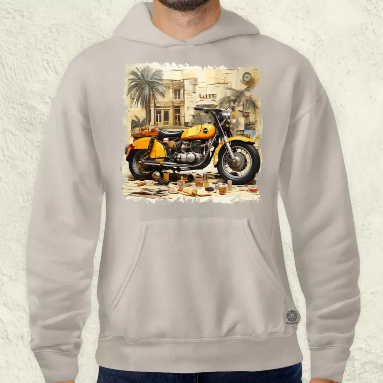 Vintage kollázs motor férfi pulóver