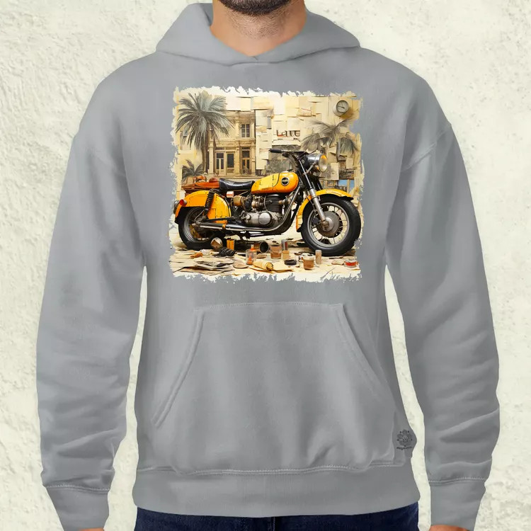 Vintage kollázs motor férfi pulóver