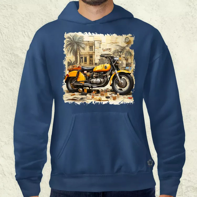 Vintage kollázs motor férfi pulóver