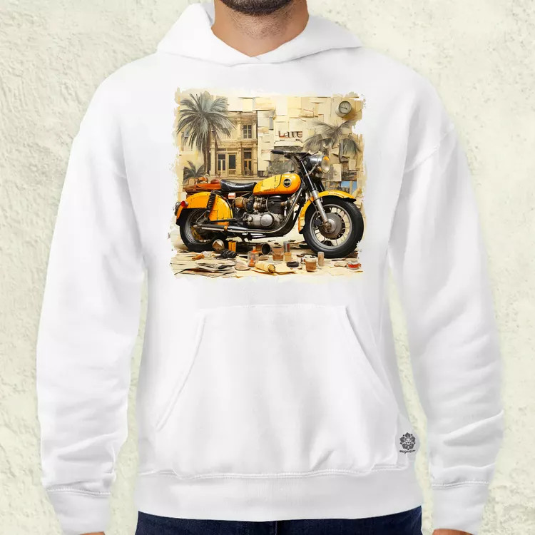Vintage kollázs motor férfi pulóver