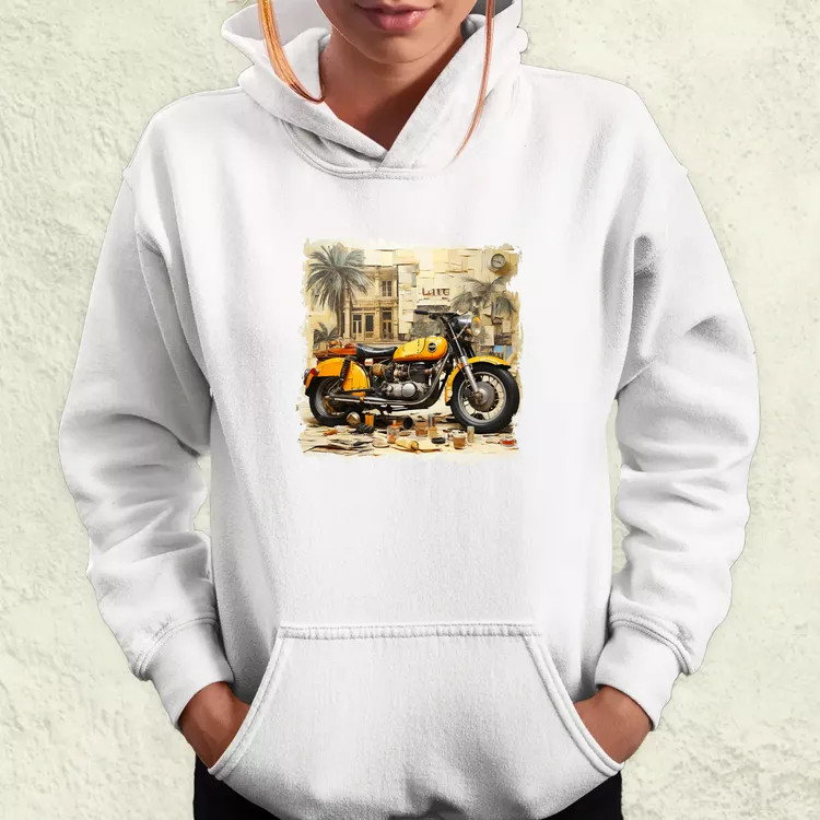Vintage kollázs motor női pulóver