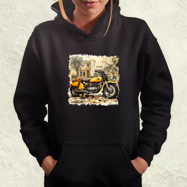 Vintage kollázs motor női pulóver