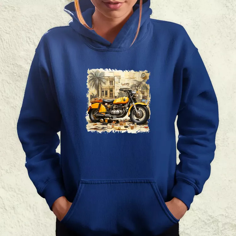 Vintage kollázs motor női pulóver