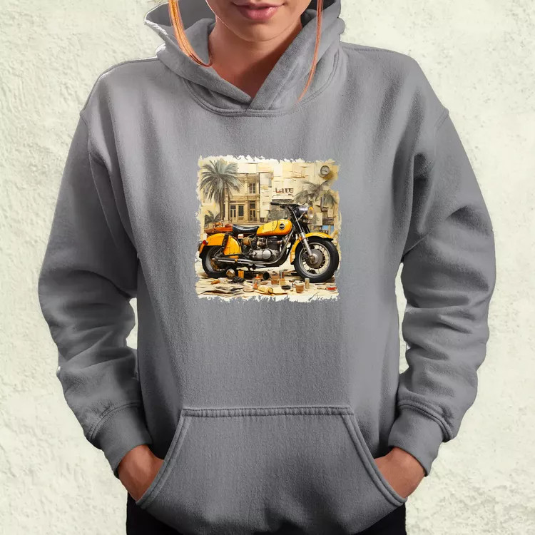 Vintage kollázs motor női pulóver