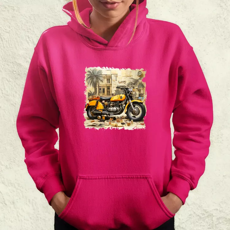Vintage kollázs motor női pulóver