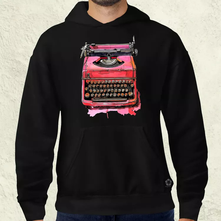 Vintage pink írógép férfi pulóver