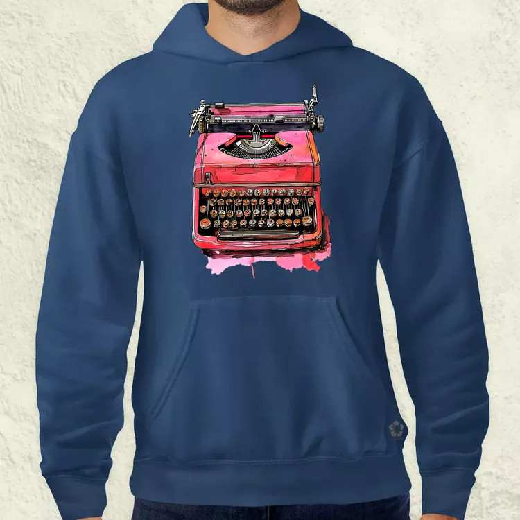 Vintage pink írógép férfi pulóver