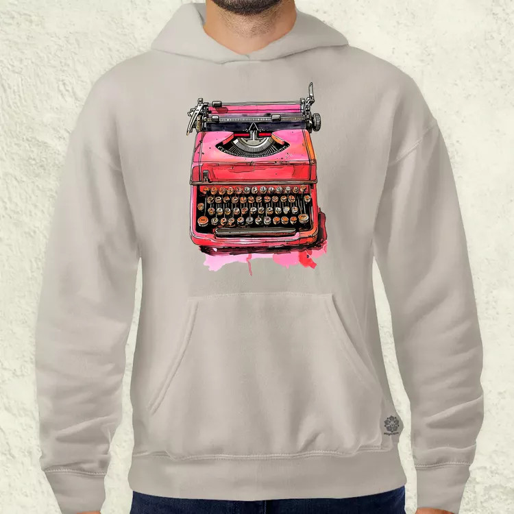 Vintage pink írógép férfi pulóver