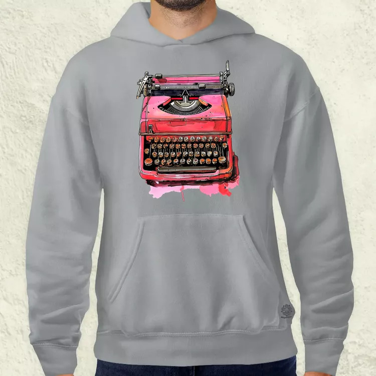Vintage pink írógép férfi pulóver
