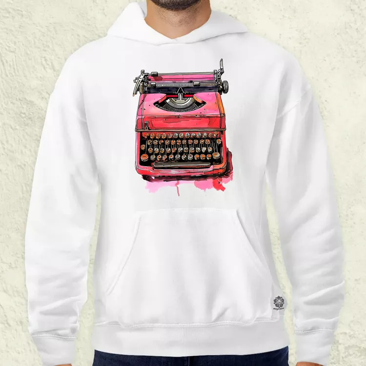 Vintage pink írógép férfi pulóver