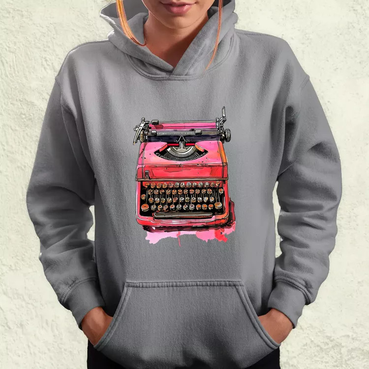 Vintage pink írógép női pulóver