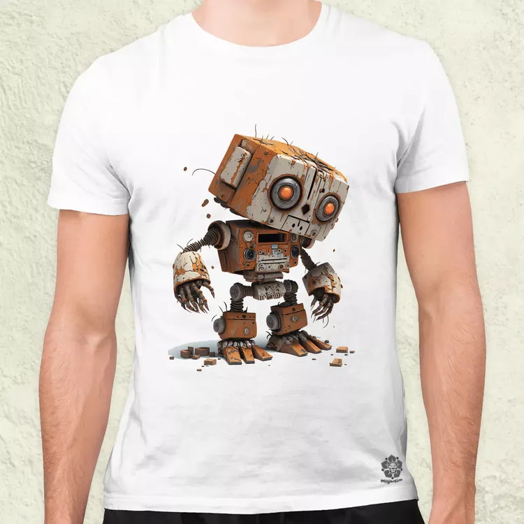Rozsdás robot kölyök v3 férfi póló