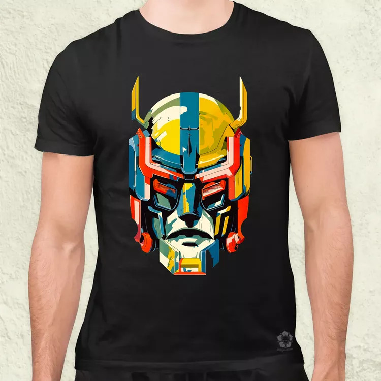 Szimetrikus mecha fej v1 férfi póló
