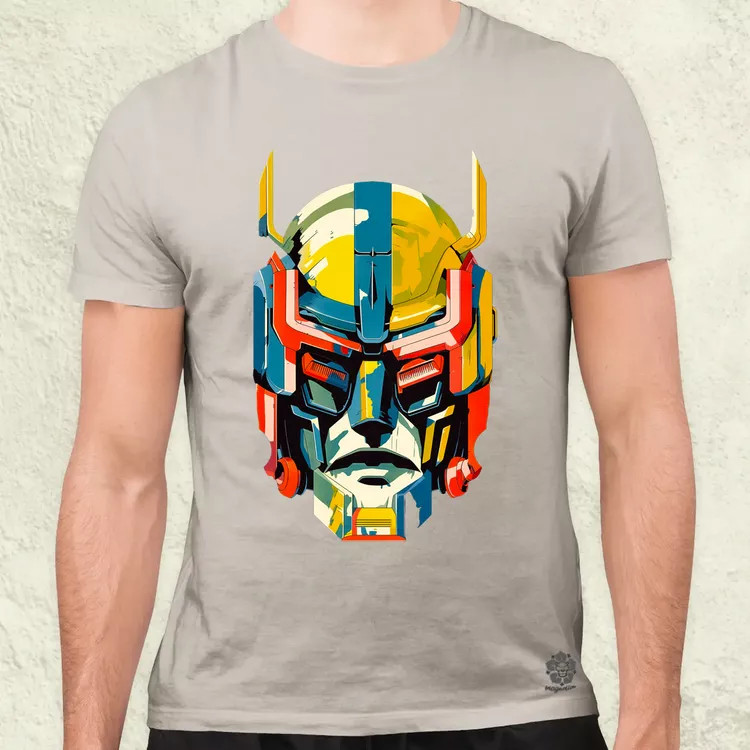 Szimetrikus mecha fej v1 férfi póló