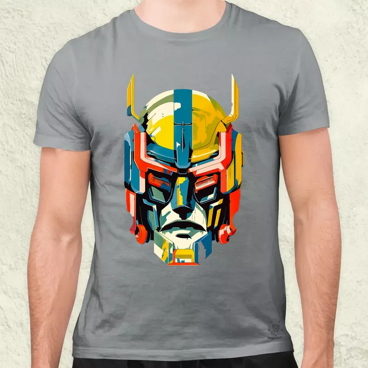 Szimetrikus mecha fej v1 férfi póló