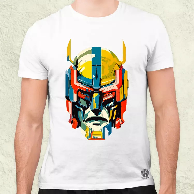 Szimetrikus mecha fej v1 férfi póló